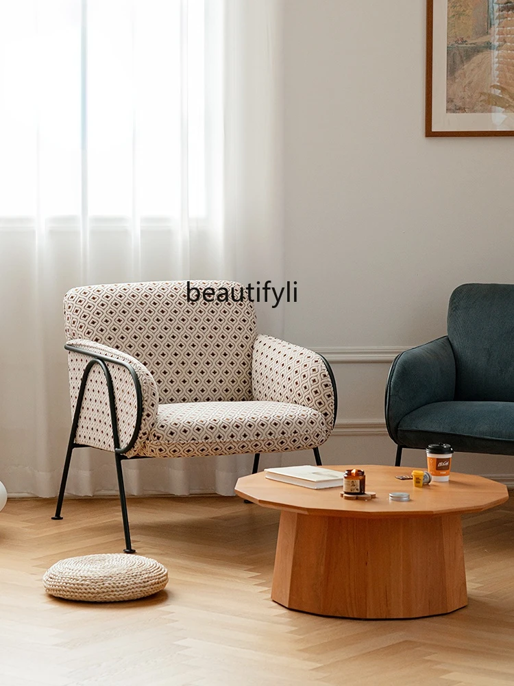 

zq Japanese Retro Couch Single Living Room Bedroom Fabric Casual Lounge Chair Home Middle Ancient Chair