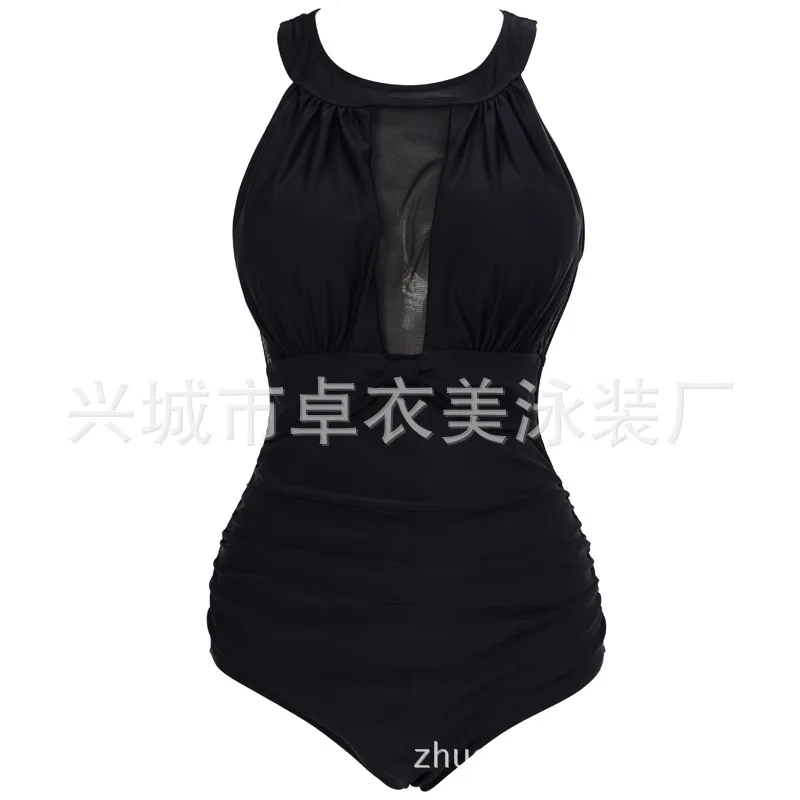 Women's New Swimsuits 2025 Best Selling European and American Mesh Splicing Swimsuits Fashionable Sexy Slim Amazon Swimsuit
