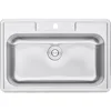 Top-mount/Drop-in Stainless Steel Single Bowl Kitchen Sink with Strainer - 18 Gauge Stainless Steel-1 Faucet Hole 2