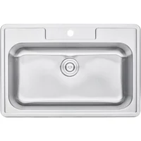 Top-mount/Drop-in Stainless Steel Single Bowl Kitchen Sink with Strainer - 18 Gauge Stainless Steel-1 Faucet Hole 2