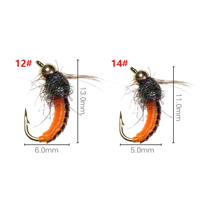 Brass Bead Head Fast Sinking Nymph Maggots Bug Worm Flies Trout Fly Fishing  Lure Bait Perfect Decoy 11/13mm Sharpened Crank Hook - AliExpress