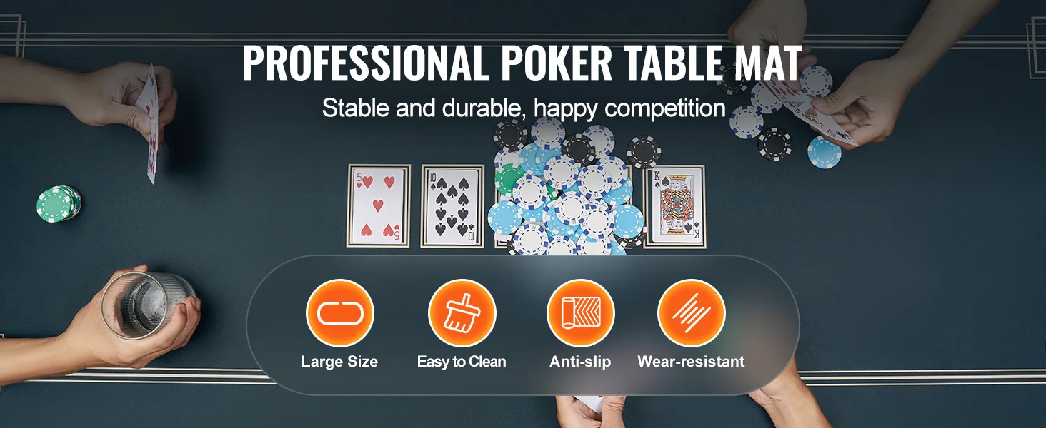 Hladký herný povrch pokerovej podložky