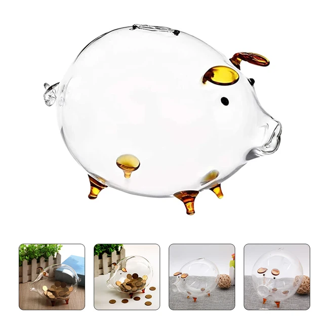 Cute Pig Shaped Saving Box Money Box Clear Money Saving Jar