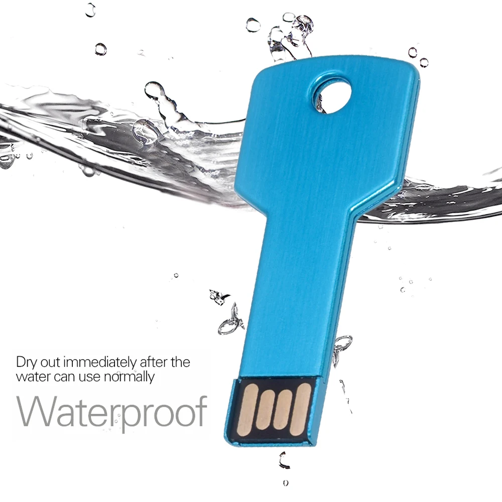 USB Flash Drive Flash Drive Full With Color Metal Key Shape USB Flash Drive 128GB Pen Drives 64GB Real Capacity Memory Stick 8GB High Speed External Storage