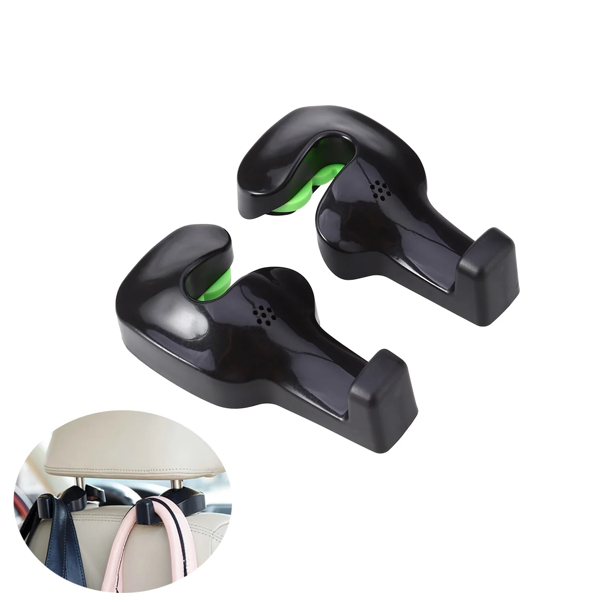 

2pcs Car Vehicle Back Seat Headrest Hanger Holder Hooks (Black)