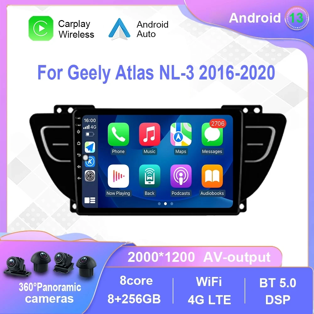 

Android 13 Radio For Geely Atlas NL-3 2016 - 2020 Car Multimedia Player Carplay Touch Screen GPS Navigation