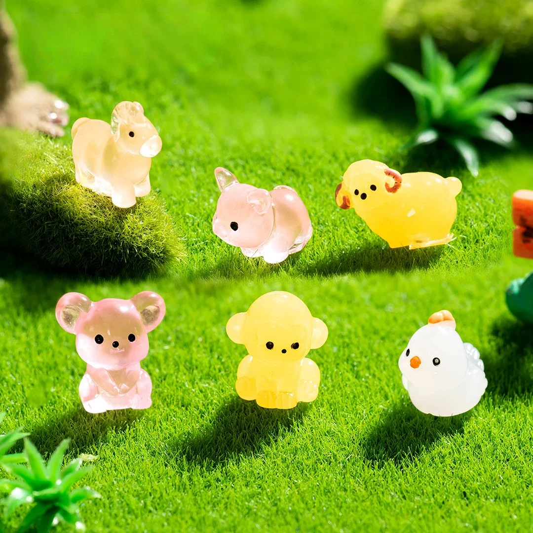 Resin Ornaments Miniature Figurines 12/24/48pcs Luminous Zodiac Dolls Desktop Car Decorations