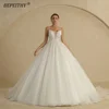 BEPEITHY Customized Luxury Wedding Dresses For Women Spaghetti Straps V Neck Court Train Glitter Bride Beading Bridal Ball Gown 1