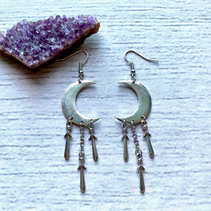 Dagger Earrings Jewelry Sword Dangle Earrings Earrings Long Jewelry Silver Plated