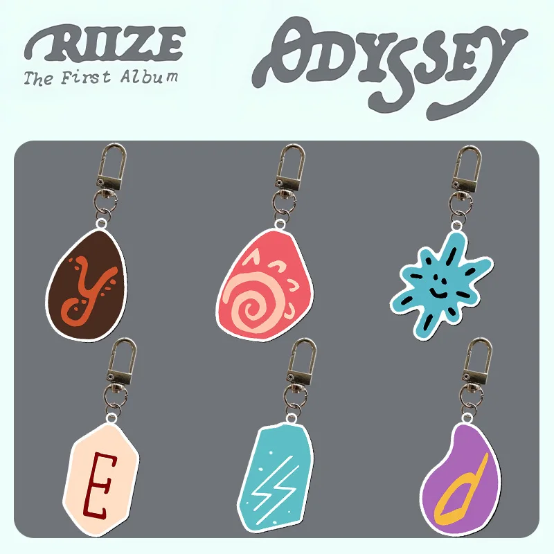 RIIZE ウンソク ODYSSEY サノク 特典 メンバー手作りキーホルダー Kpop RIIZE 1st Album ODYSSEY Cartoon Key Chain LOGO Key