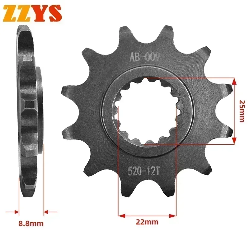 

520 12T 12 Tooth Front Sprocket Gear Staring Wheel Cam For Husqvarna FE450 2022 2023 FE 450 FE Heritage FX450 FX 450 2017-2023