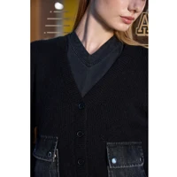 AP femmes 2026 automne et hiver Denim col en v robe tricot Cardigan col montant Modal chemise 6