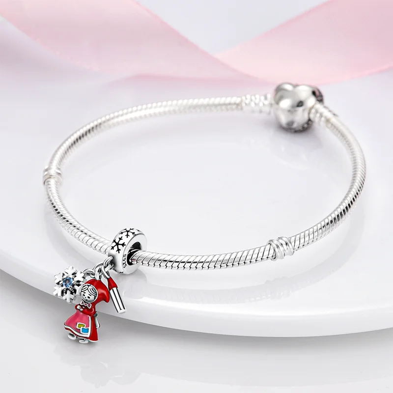 Rote Serie Anhänger-Charms Perlen Plata Charms aus 925er Silber passend für Original Marken Damen Armband Anhänger Halskette Schmuck – Detail 39