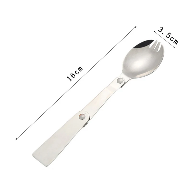 Portable Folding Tableware Set Stainless Steel Spoon and Fork for Thermos Camping Travel and Other Outdoor Activities with Box