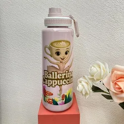 Tralalero Tralala Cute Anime Water Bottle - Sporty Hydration Mug for Halloween & Christmas Gifts (Pink 900ml)