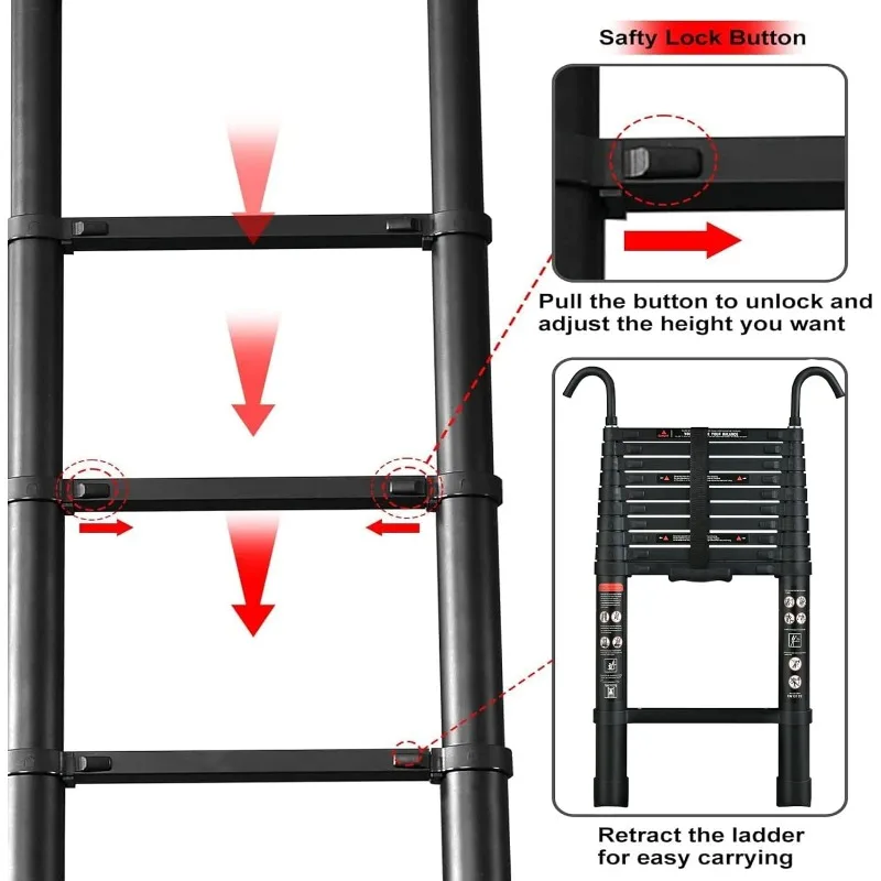 5.5ft Telescoping Ladder A-Frame Extension Lightweight 4+5 Step Folding Ladder Portable 330lbs Capacity Step telescoping ladder