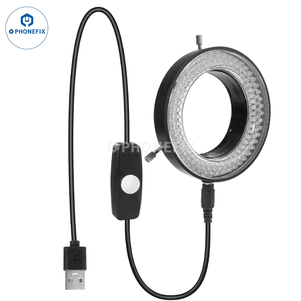 Mechanic L64/72/144 LED USB Microscope Ring Light Illuminator Lamp Brightness Adjustable Trinocular Microscope Soldering Rep microscope lamp