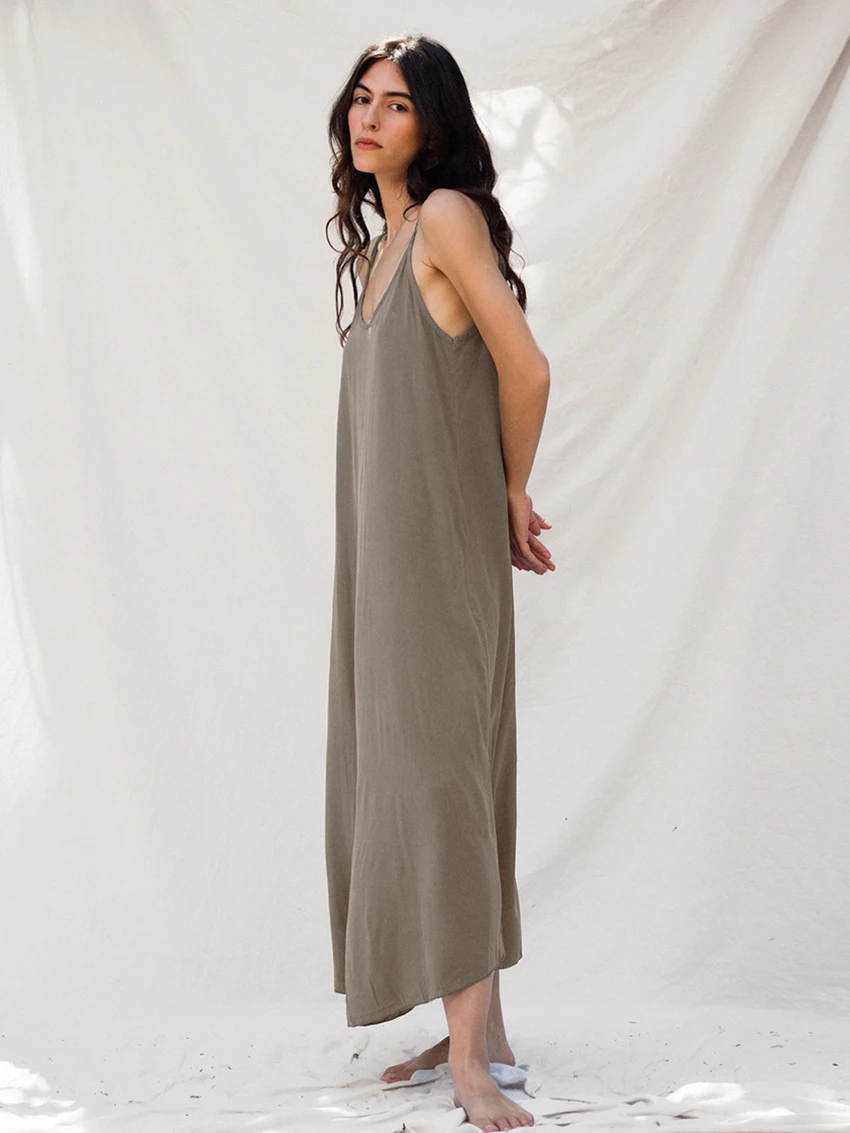 Marthaqiqi Loose Home Clothes For Women Sexy Spaghetti Strap Sleepwear Backless Nightgowns Ankle-Length Dress Ladies Nightwear