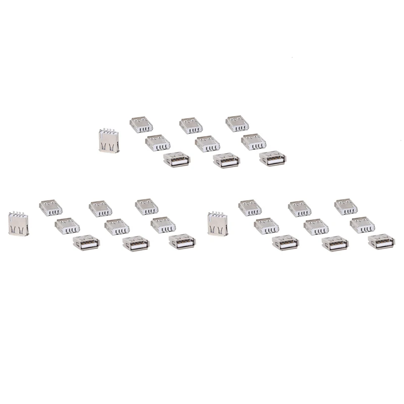 

30 Pcs Straight Solder Type USB A Female Plug Jack Connector
