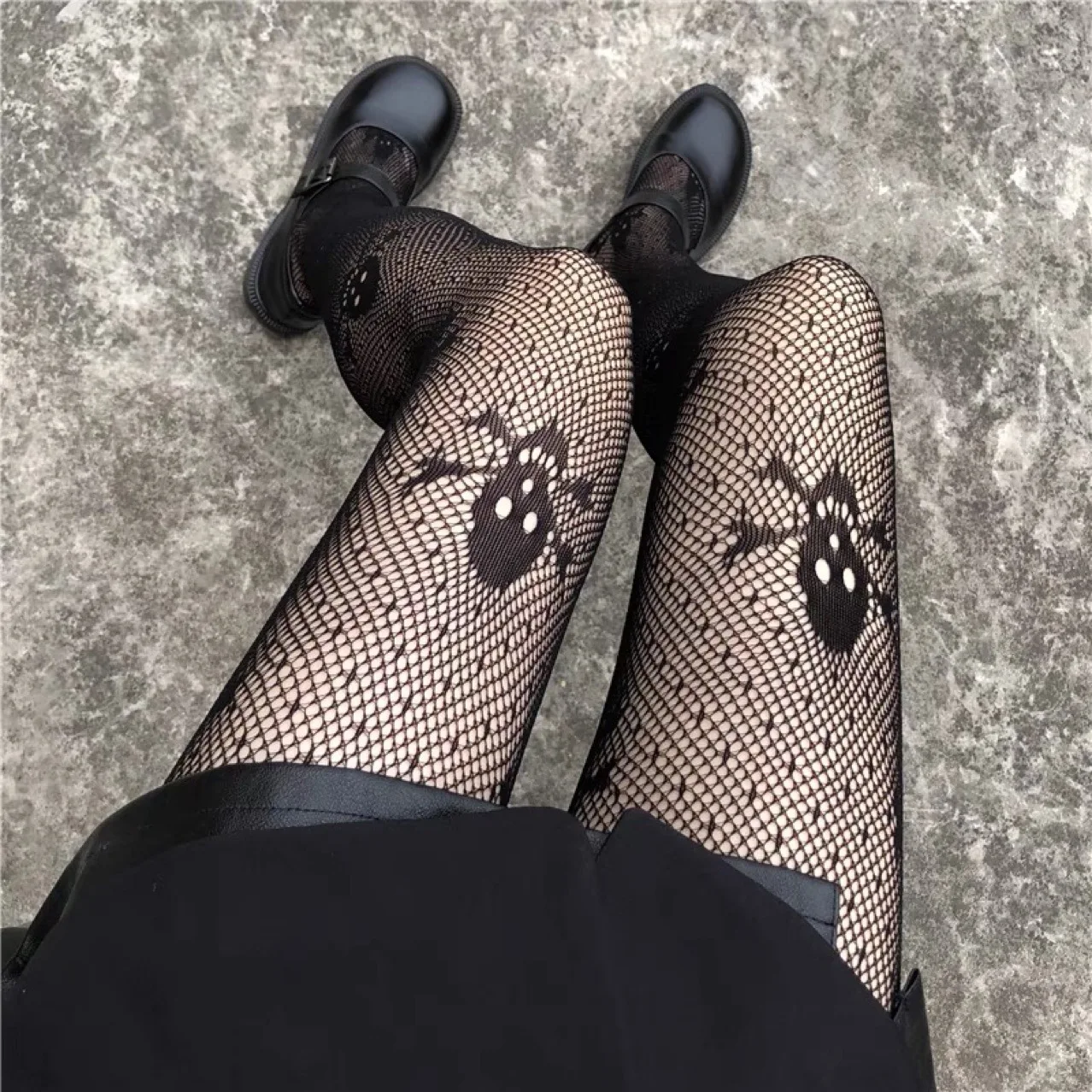 Gothic Netzstrümpfe Schwarze Strumpfhosen Frauen Sexy Nylon Sheer Strumpfhosen Cosplay JK Mädchen Strumpfhosen Halloween Themed Retro Strümpfe # – Detail 4
