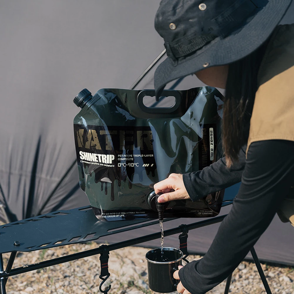 8L Folding Water Bucket Multipurpose Collapsible Pouch No Leakage Water Carrier Bag with Faucet for Hiking Picnic