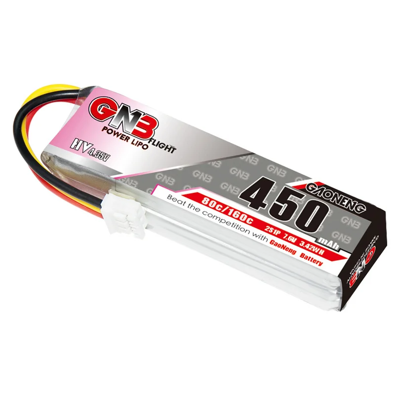 Max 160C GNB 2S 7.6V 450mAh Lipo Battery For Remote Control Car Toy High Rate FPV Drone Parts 80C 7.6V Battery 4