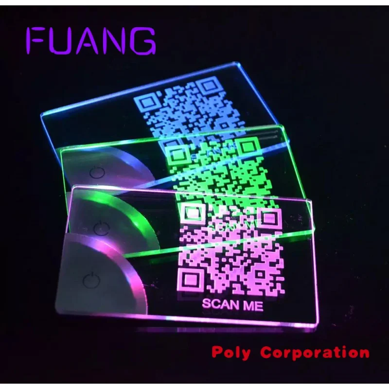 Acrylic LED Business Card RGB Lights Blank Custom Design