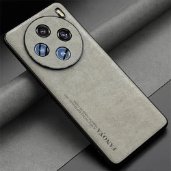Luxury PU Leather Shockproof Phone Cover with Silicone Bumper for Vivo X90 ProPlus (GRAY)