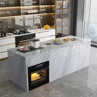 เคาน์เตอร์ครัวหินอ่อนธรรมชาติพร้อมที่เก็บของและตู้แช่ไวน์, ตู้หรูหราปรับแต่งได้, ท็อปครัวกันน้ำสำหรับบ้านกว้างขวาง ​ ​ 3
