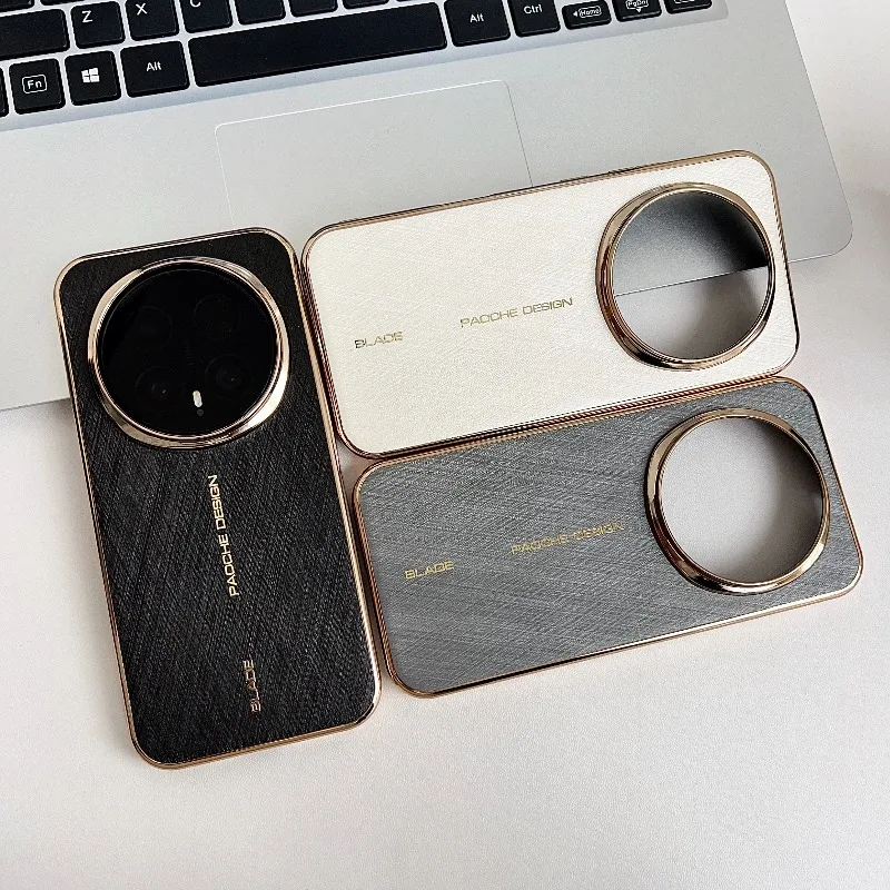 Premium Vegan Leather Silicone Phone Case with Electroplated Border and Non-Slip Bumper