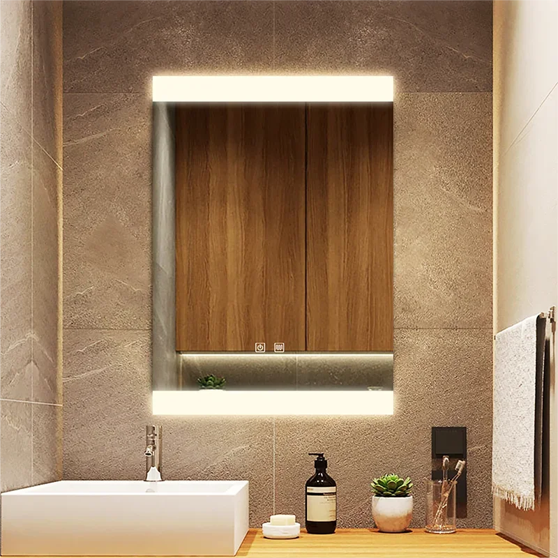 shower shaving Smart Frameless Silver With Demist Vanity Bathroom Mirror Light makeup espejo pared Bathroom Fixture GY
