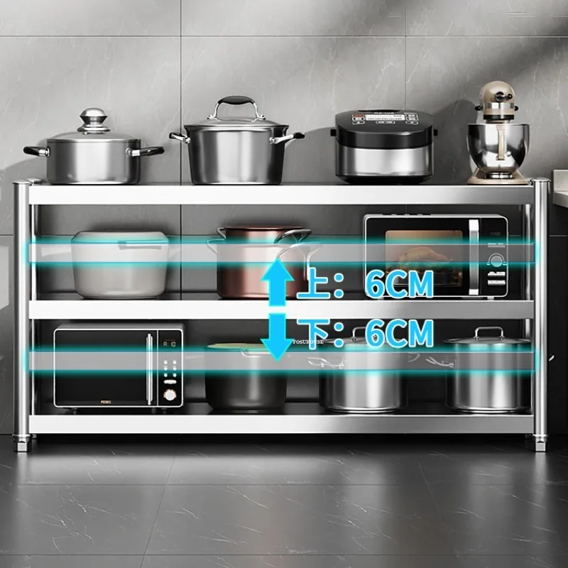 Floor Multi-layer Kitchen Cabinets Stainless Steel Kitchen Operation Workbench Household Stove Storage Shelf Furniture M