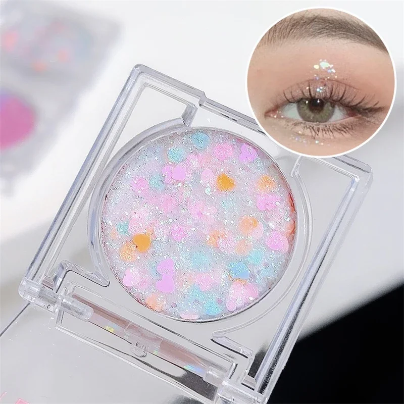 Shiny Heart Sequin Glitter Gel Silver Eyeshadow Cream Blue Pink Gold Star Nail Loose Sequins Glue Halloween Body Face Eye Makeup 5