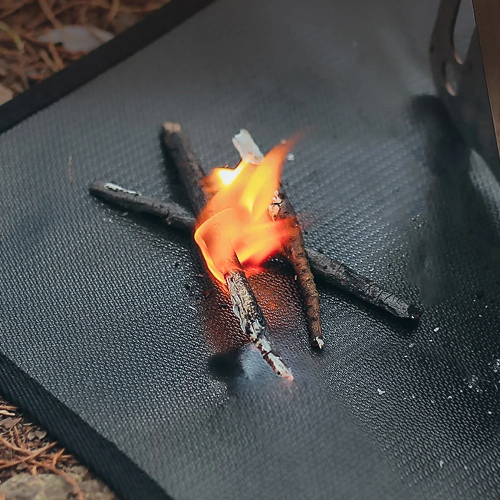 Flame Retardant Mat Fireproof Grill Pad Heat Insulation Easy To Clean High Temperature for Outdoor Camping for Ground Deck Lawn