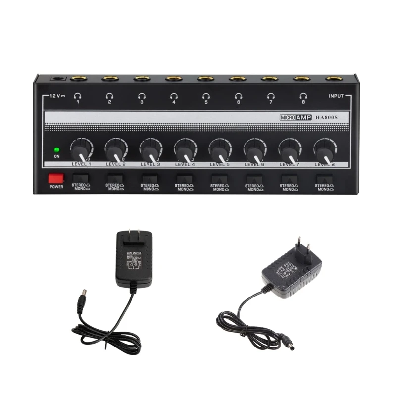 

Professional 8Channel Headphone Amplifier Mixer Amps with Low Noise for Recording Studios Stage Applications