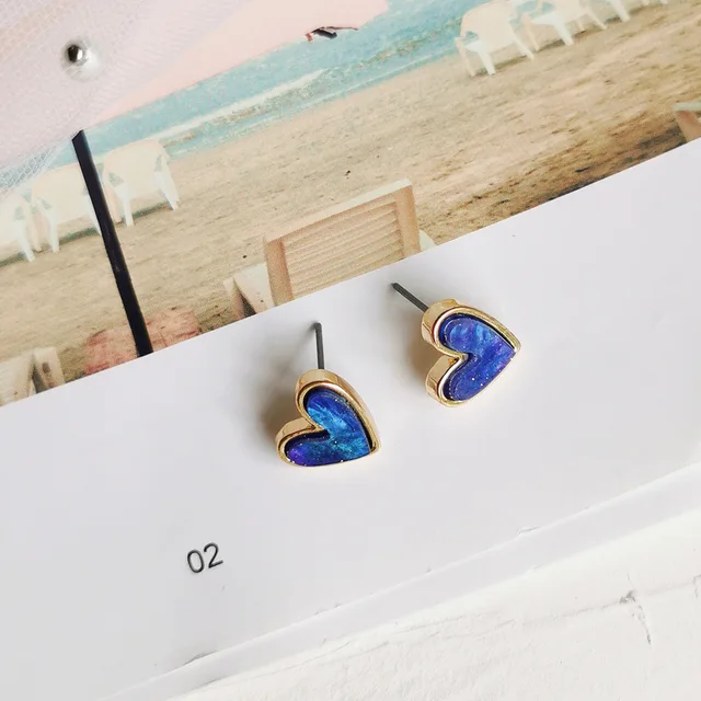 Trend Asymmetric Hollow Heart Earrings for Women 2021 Beautiful Girl Cute Party Jewelry Korean Yellow Blue Stdu Earrings B1