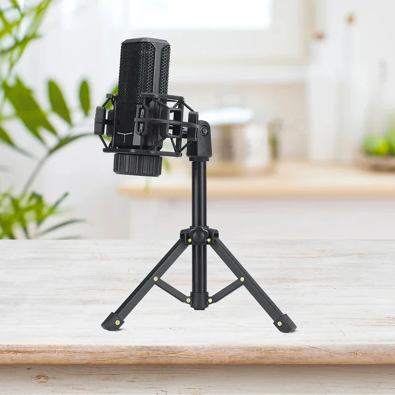 Portable Microphone Stand Desktop Tripod Table Stand Adjustable Mic Mic Clip Holder Bracket Lightweight Bracket microphone stand
