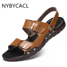 

Summer Men Sandals Genuine Leather Men Casual Shoes Classic Lightweight Roman Sandal Outdoor Fashion Men Slippers large size 50