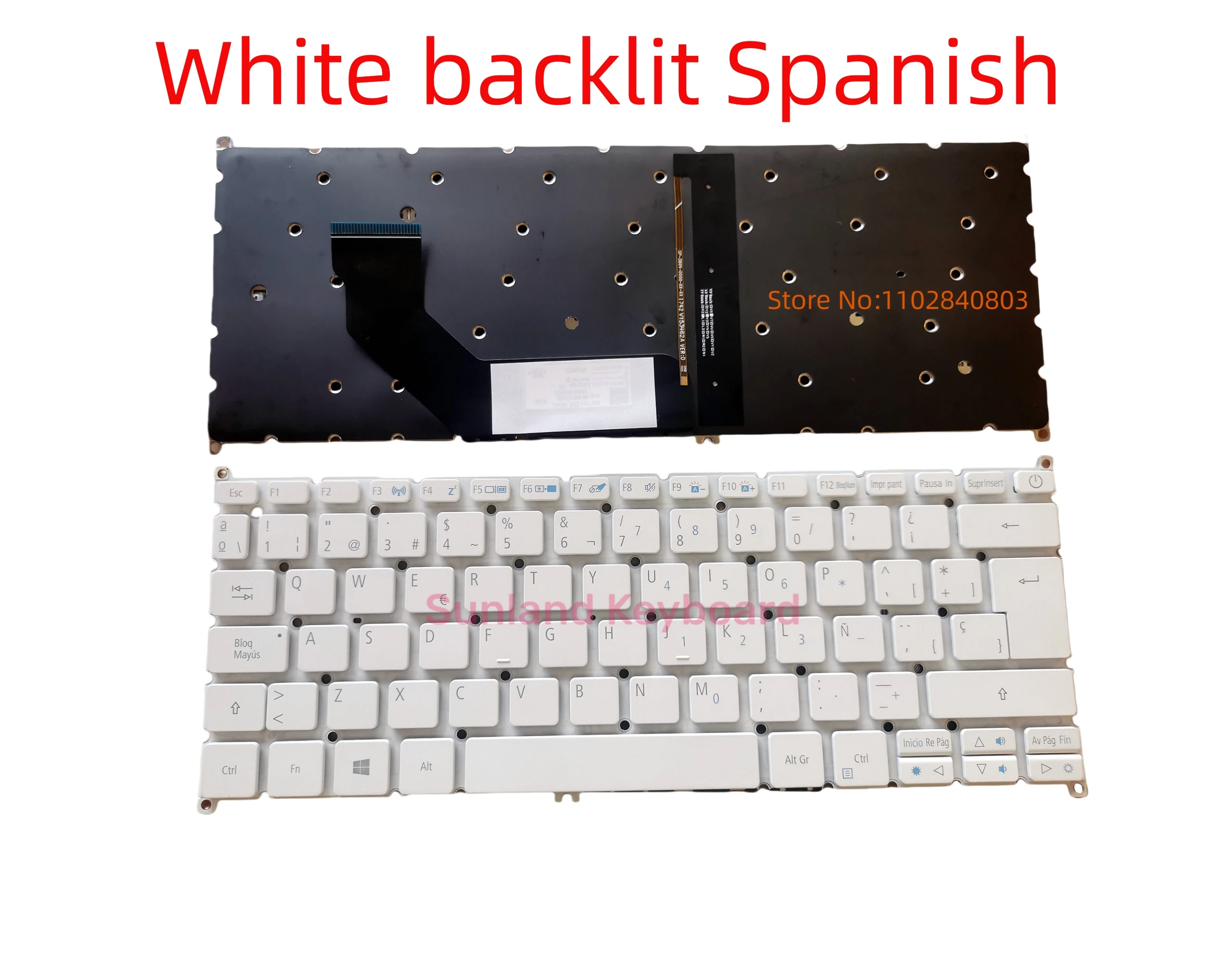 New UK CA SP LA PO FR RU IT Keyboard Backlit for Acer Swift 113 SF113-31 N17P2 S13 SF514 SF314-52G S5-371 SF5 VX15 S30-20 white