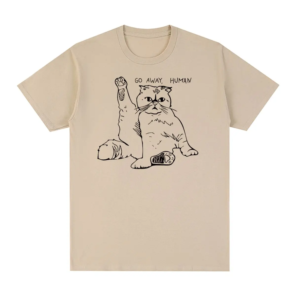 

Cat Go Away Humen Vintage T-shirt Hip Hop Summer Cotton Men T shirt New Tee Tshirt Womens Tops
