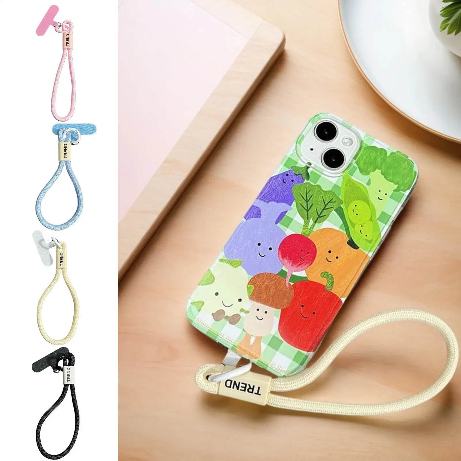Universal Adjustable Mobile Phone Lanyard Short Wrist Strap with Self-locking Anti-drop Design Durable Polyester Phone Strap