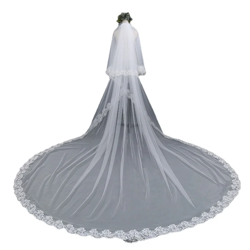 Nuovo Pizzo Super Lungo 3 Mignon Maimai Pettine Per Capelli A Trascinamento Largo Velo A Doppio Strato Velo Da Sposa Velo Da Sposa Bianco