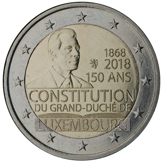 

The 150 Th Anniversary of the Constitution of Luxembourg on 2018 Commemorative Coin 2 Euro UNC Brand New