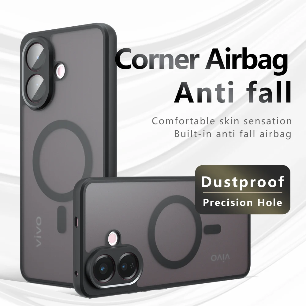 Magnetic Wireless Charging Shockproof Matte Phone Case with Translucent Back