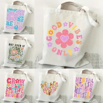 Borsa a Tracolla in Tela con Stampa Floreale Boho, Leggera ed Ecologica, Riutilizzabile per Donne e Ragazze, per Uso Quotidiano, Shopping e Viaggi