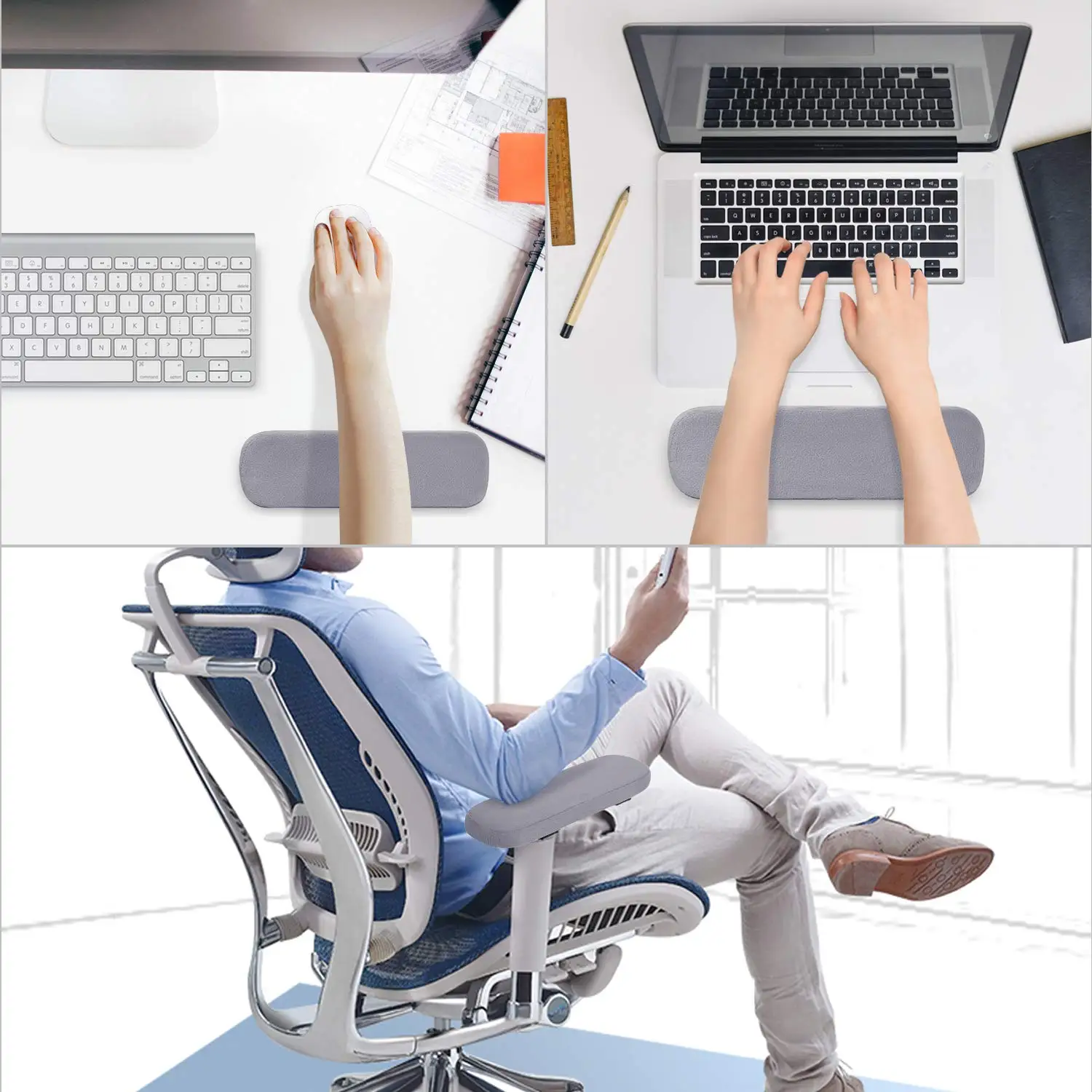 2PCS Soft Armrest Cushion Memory Foam Home/Office Chair Arm Rest Covers Computer Gaming Elbow Cushion,Removable Washable 4