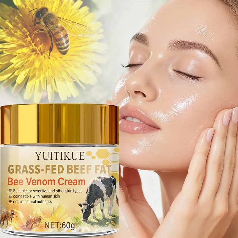 Grass-fed beef fat and bee venom cream, suitable for sensitive skin, as well as compatible with other skin types and human skin