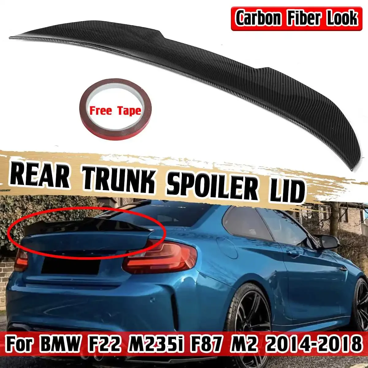 

High Quality F22 Car Rear Trunk Boot Lip Spoiler Wing Lip For BMW F22 M235i F87 M2 2014-2018 PSM Style Rear Roof Lip Spoiler