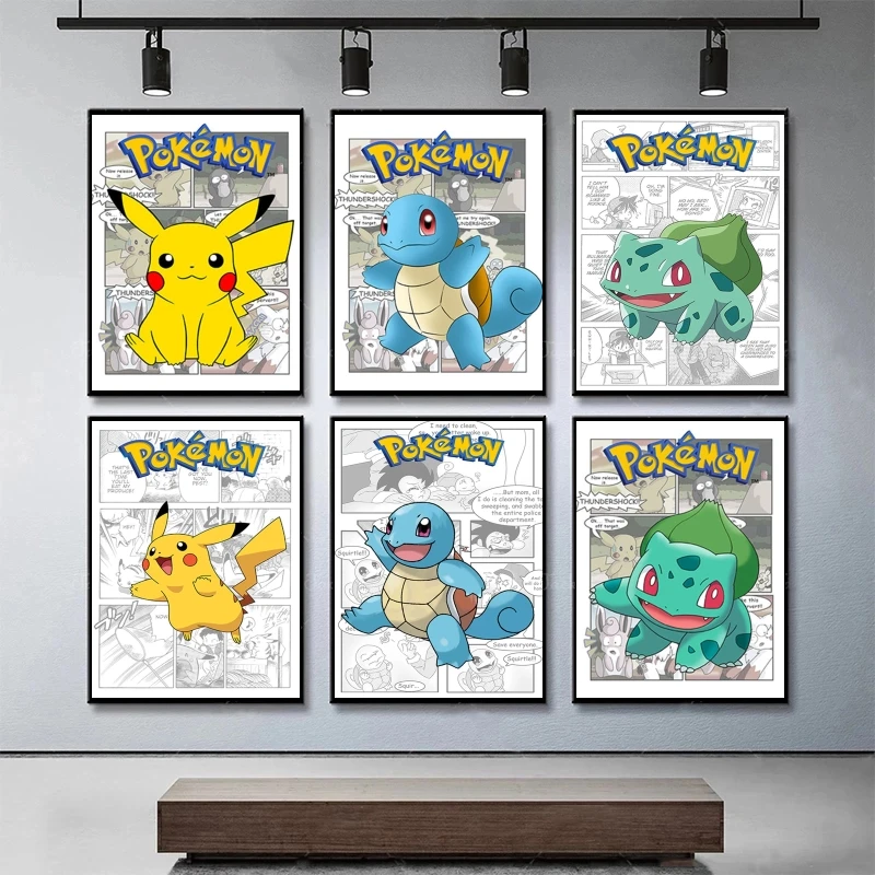 

Canvas Artwork Painting Pokemon Pikachu Friends Gifts Decorative Modular Prints Modern Living Room Children's Bedroom Decor