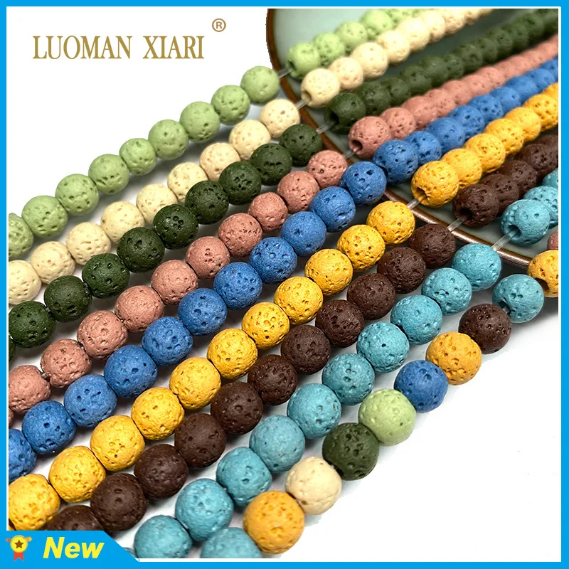 Lava Hematite Blue Volcanic Rock Stone Beads - 4mm Round Spacer Beads, 91 Pcs, For Jewelry Making DIY